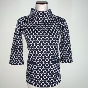 BODEN mock neck polka dot nautical shirt